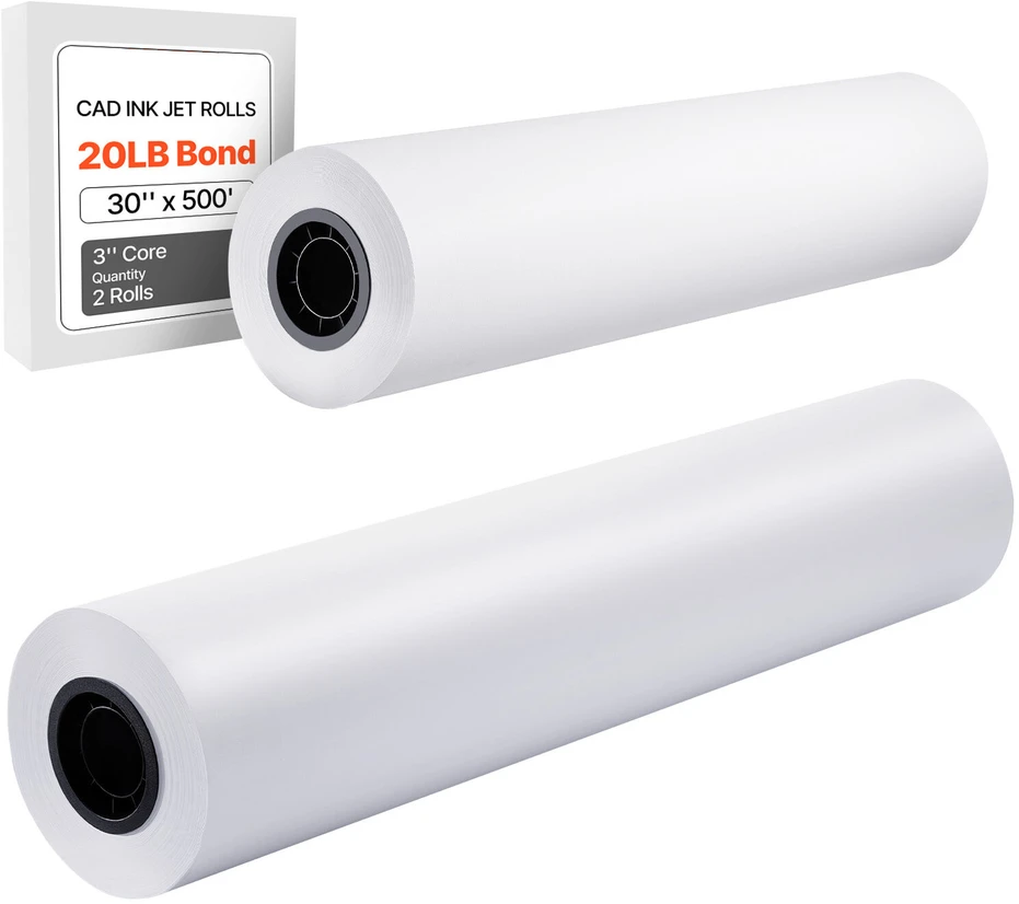 VEVOR Plačiaformatė 762 mm x 152.4 m braižytuvų popieriaus rulonai