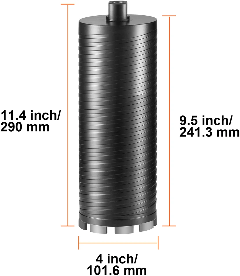 VEVOR Deimantinė šerdies grąžtas, 4" šlapias/sausasis