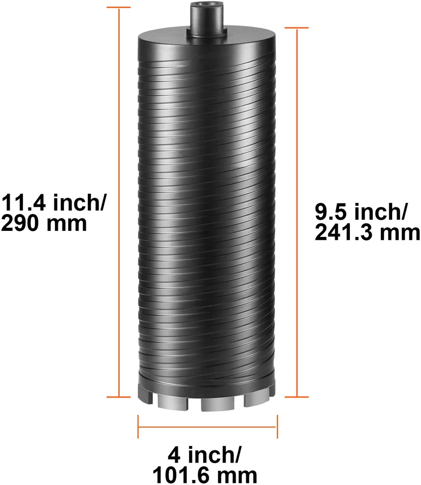 VEVOR Deimantinė šerdies grąžtas, 4" šlapias/sausasis