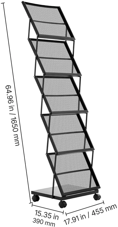 VEVOR Sulankstomas brošiūrų laikiklis su ratukais