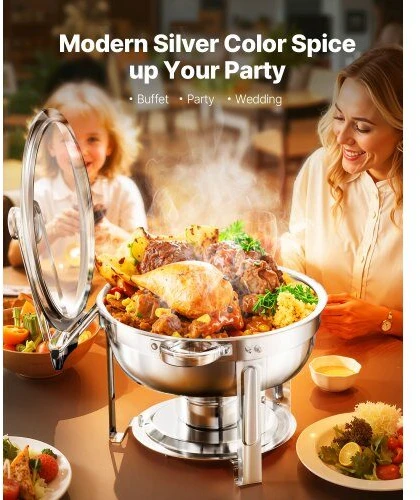 VEVOR apvalus chafing dish 4,7 l dubenėlis, 2 vnt.