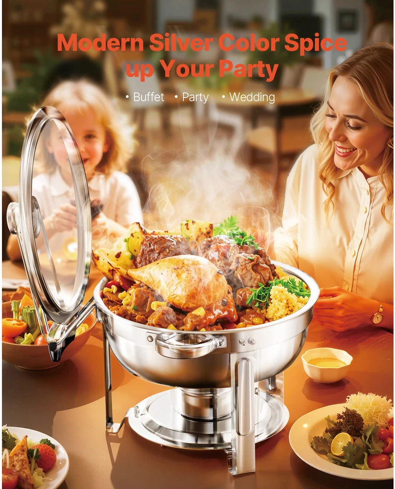 VEVOR apvalus chafing dish 4,7 l dubenėlis, 2 vnt.