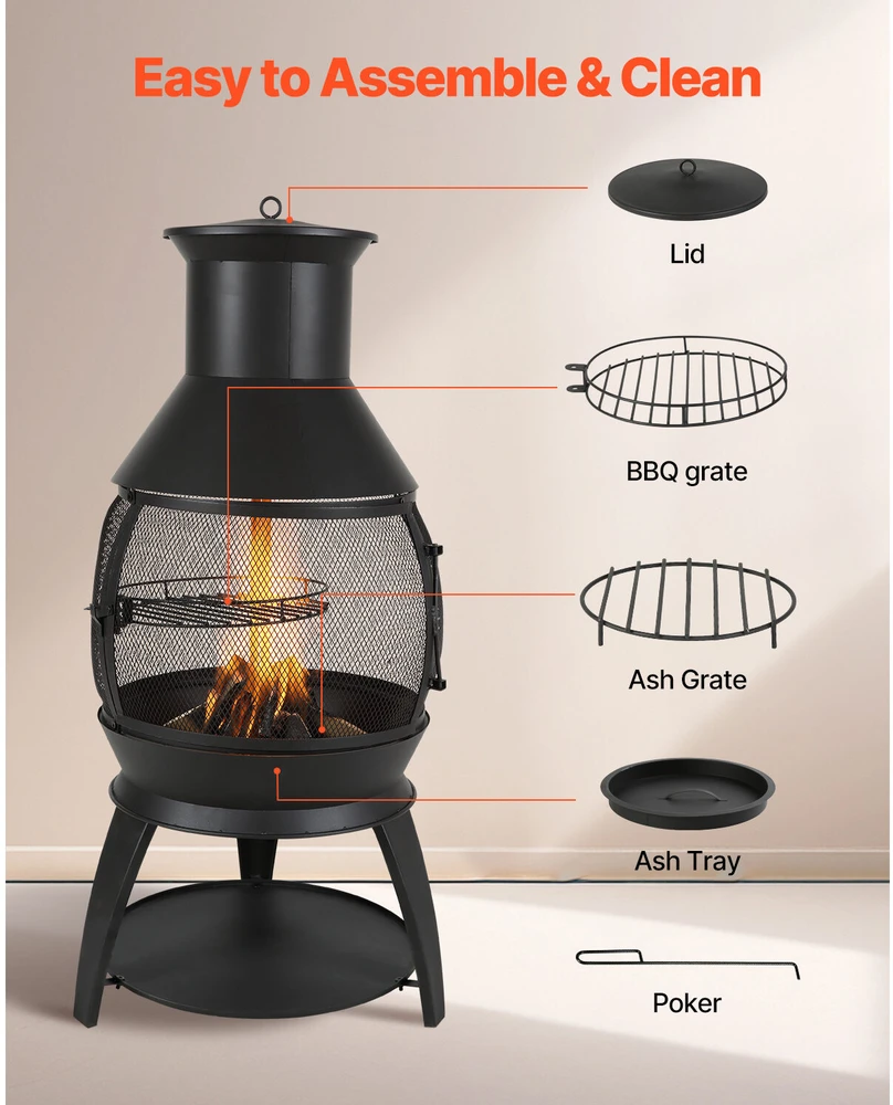 VEVOR 56 cm lauko kaminas su kepsnine