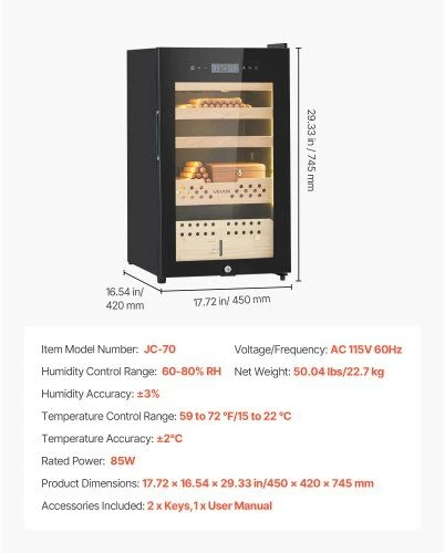 Drėkintuvas VEVOR Elektrinis humidoras su vėsinimu ir kontrole