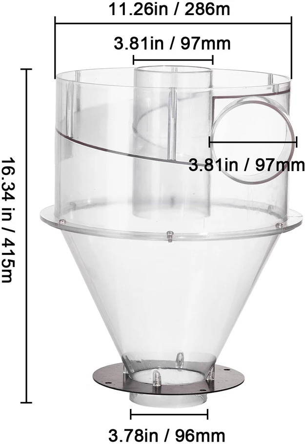 VEVOR Cikloninis dulkių separatorius 4" 18.9-37.85L talpai