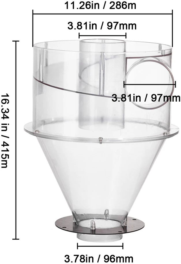 VEVOR Cikloninis dulkių separatorius 4" 18.9-37.85L talpai