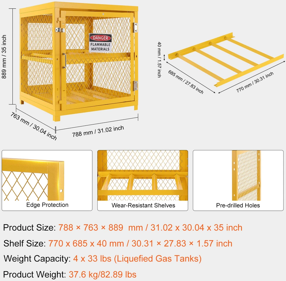 VEVOR Horizontalus cilindrų laikymo spinta 4x15 kg