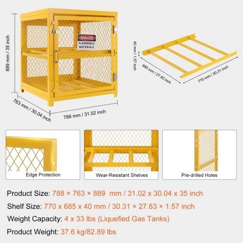 VEVOR Horizontalus cilindrų laikymo spinta 4x15 kg