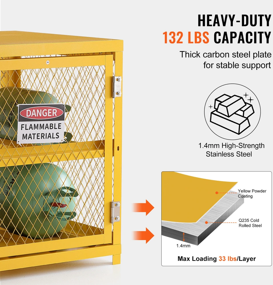 VEVOR Horizontalus cilindrų laikymo spinta 4x15 kg