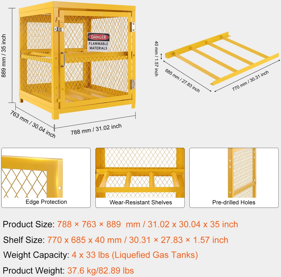 VEVOR Horizontalus cilindrų laikymo spinta 4x15 kg