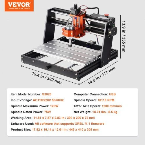VEVOR CNC maršrutizatorius medienai ir plastikams