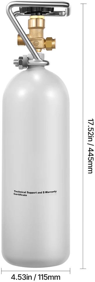 VEVOR CO2 balionas su DIN477 vožtuvu, 2kg