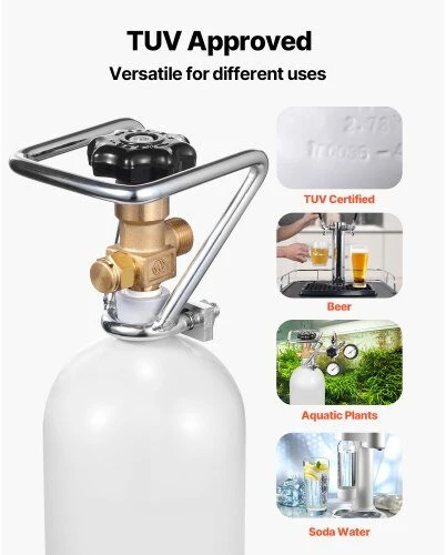 VEVOR CO2 balionas su DIN477 vožtuvu, 2kg