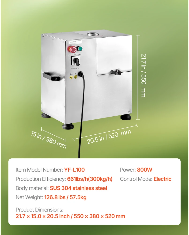 VEVOR Elektrinė cukranendrių sulčiaspaudė 800W su 4 voleliais