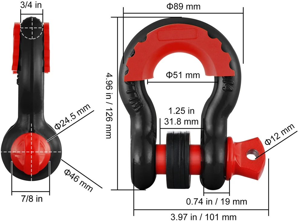 VEVOR 2 vnt. 3/4" D žiedo kilpa su 7/8" varžtu