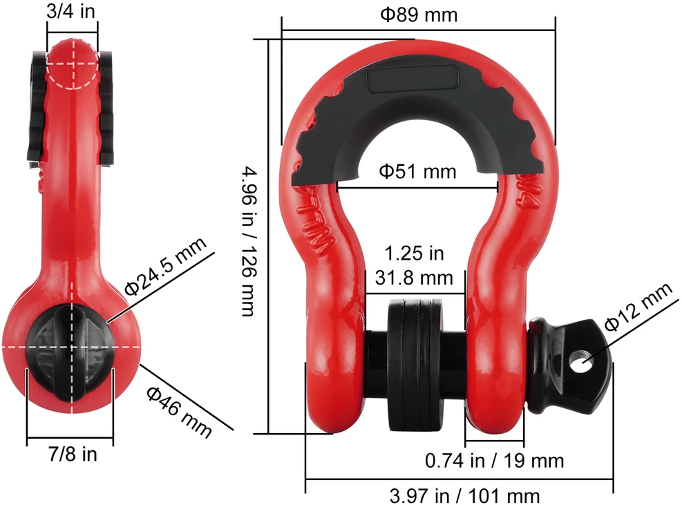 VEVOR 2 vnt. 19 mm D formos grandinės su 22 mm varžtu