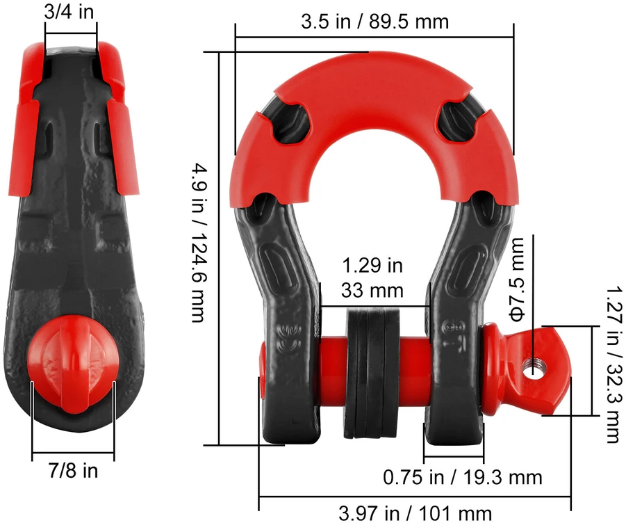 VEVOR 2 dalių D formos jungtis su 22 mm sraigtu