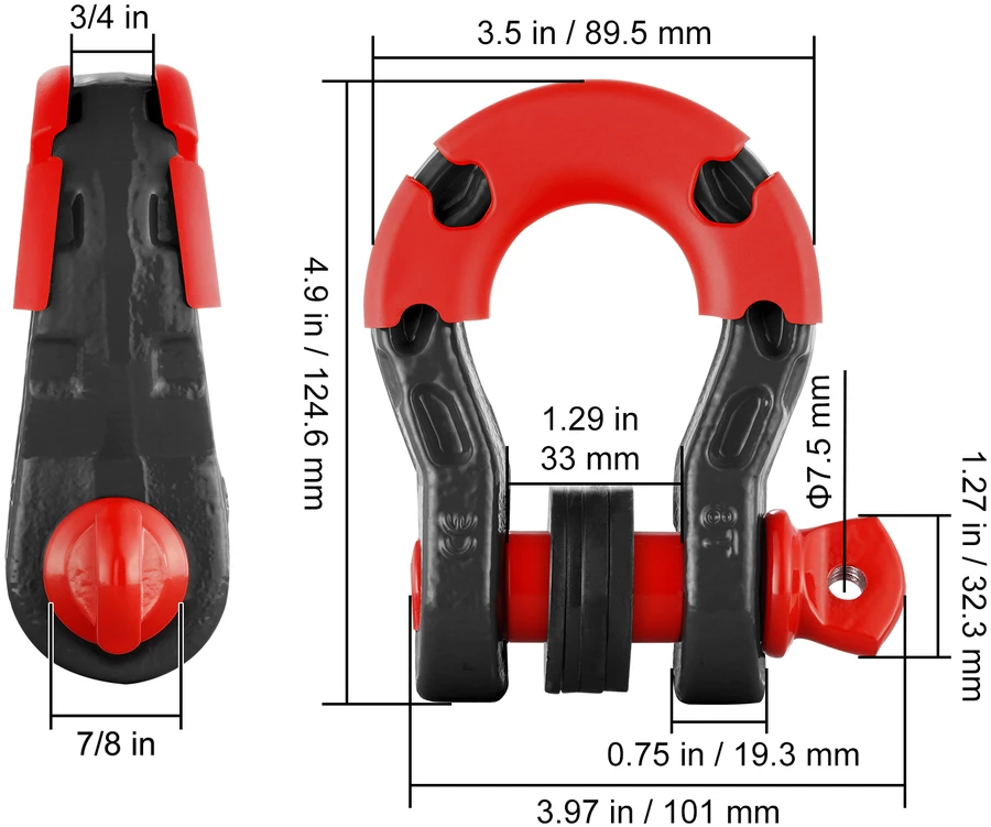 VEVOR 2 dalių D formos jungtis su 22 mm sraigtu