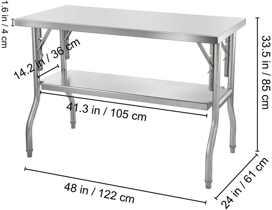 VEVOR Sulankstomas komercinis darbo stalas 122 x 61 cm
