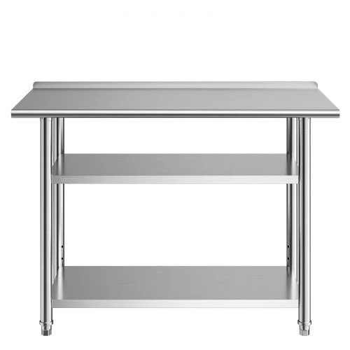 VEVOR Nerūdijančio plieno darbastalis 61x122 cm su 2 lentynomis