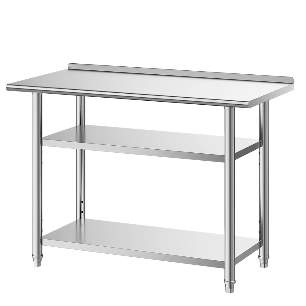 VEVOR Nerūdijančio plieno darbastalis 61x122 cm su 2 lentynomis