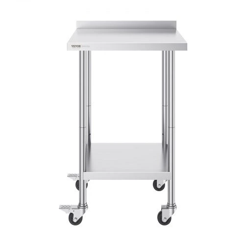VEVOR Nerūdijančio plieno stalas su ratukais 61x61 cm