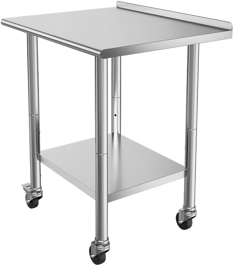 VEVOR Nerūdijančio plieno darbo stalas su ratukais 61x76 cm