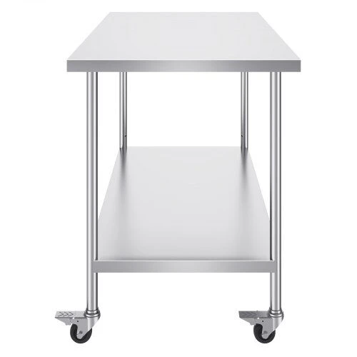VEVOR nerūdijančio plieno darbastalis 76x152 cm su ratukais