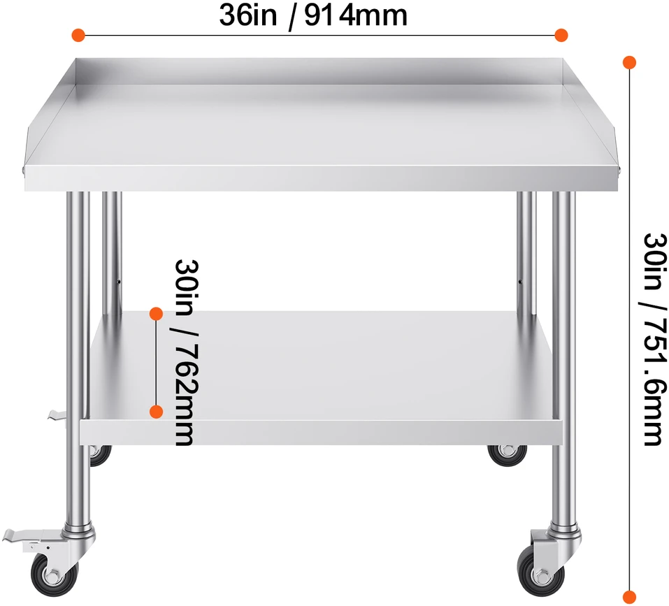 VEVOR nerūdijančio plieno darbo stalas 762 x 914 mm