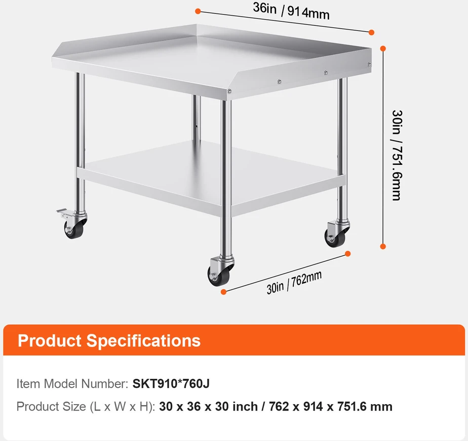 VEVOR nerūdijančio plieno darbo stalas 762 x 914 mm
