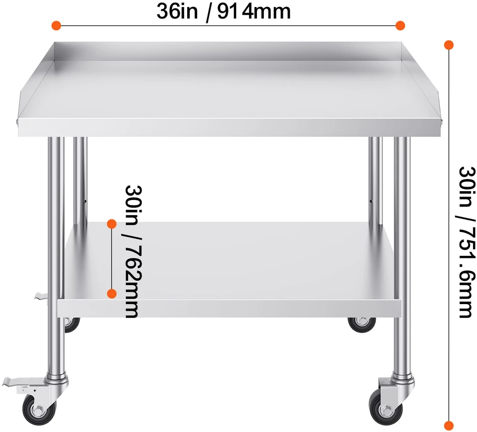 VEVOR nerūdijančio plieno darbo stalas 762 x 914 mm