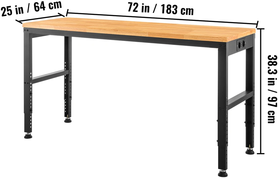 VEVOR Reguliuojamo aukščio darbastalis, 183 x 64 cm