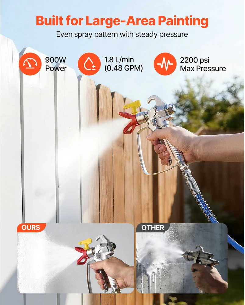 VEVOR Pneumatinis dažų purkštuvas su vežimėliu 900 W
