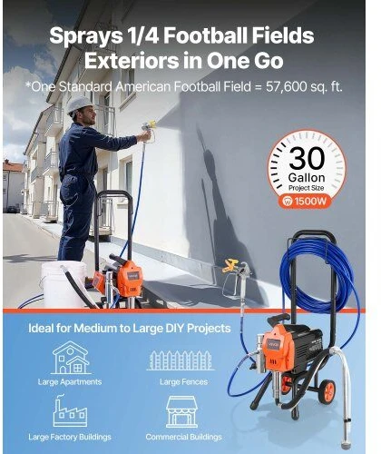 VEVOR Beorė dažymo mašina 1500W, 3300PSI su vežimėliu