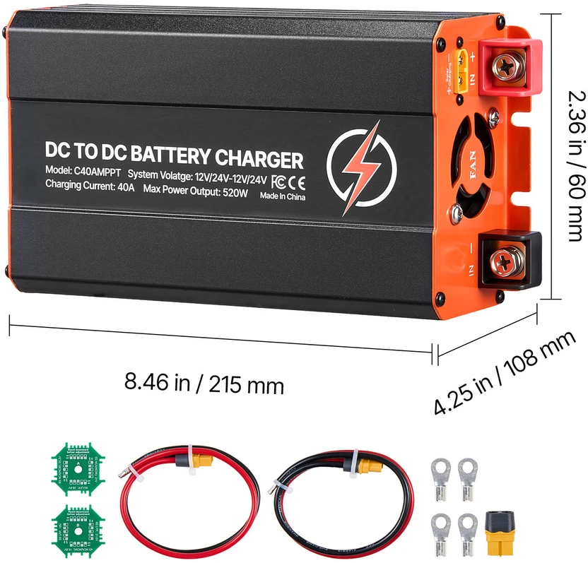 VEVOR DC į DC įkroviklis su MPPT, 520W, 40A