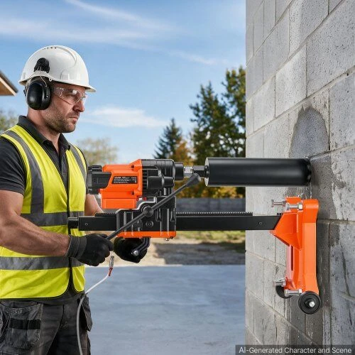 Vevor Deimantinio gręžimo mašina, 20-202 mm, ant ratukų, su 8 grąžtais, ratukiniu stovu, 2500 W