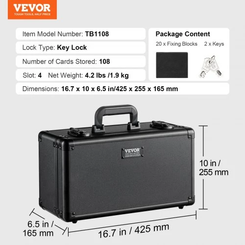 VEVOR Kortelių laikymo dėžė su užraktu