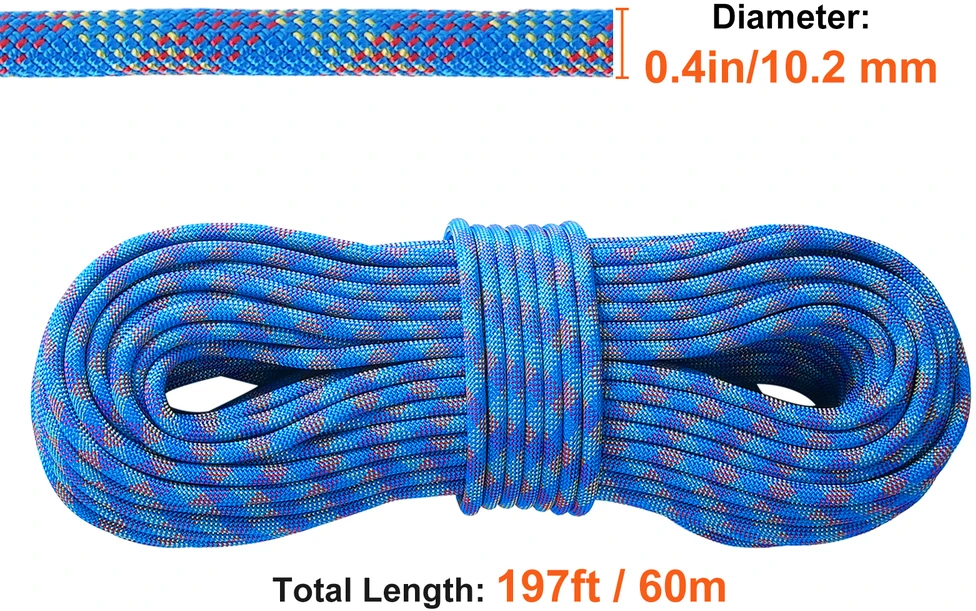 VEVOR 10,2 mm dinaminė kopimo virvė 60 m mėlyna