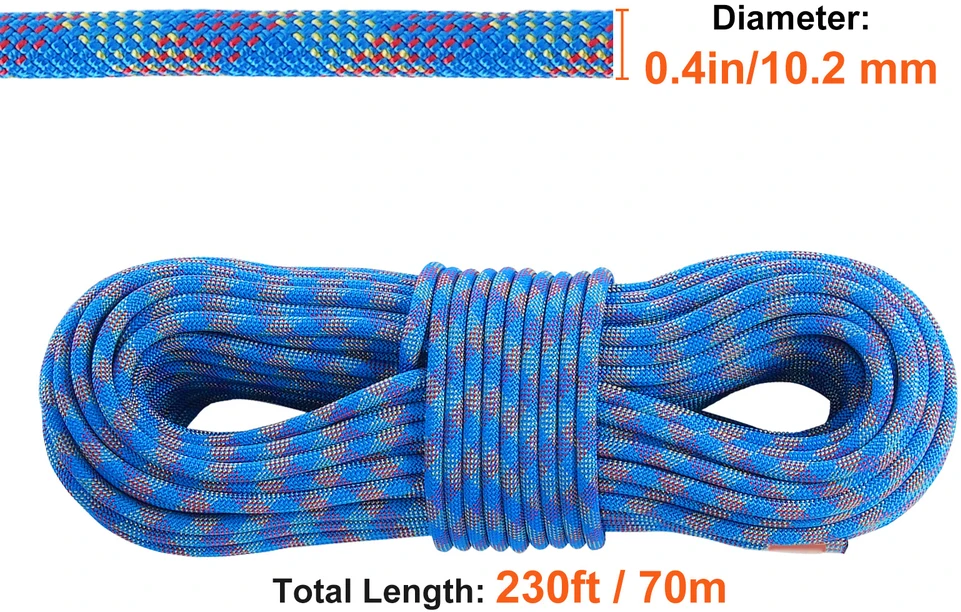 VEVOR 10,2 mm dinaminė laipiojimo virvė 70 m