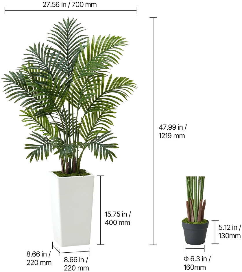 VEVOR 121 cm dirbtinės arekos palmės su vazonu