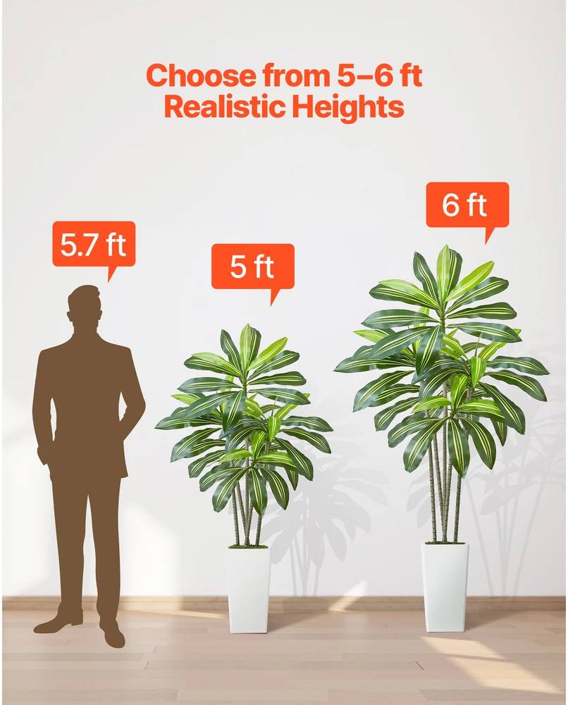 VEVOR Dirbtinė Dracena su baltu vazonu