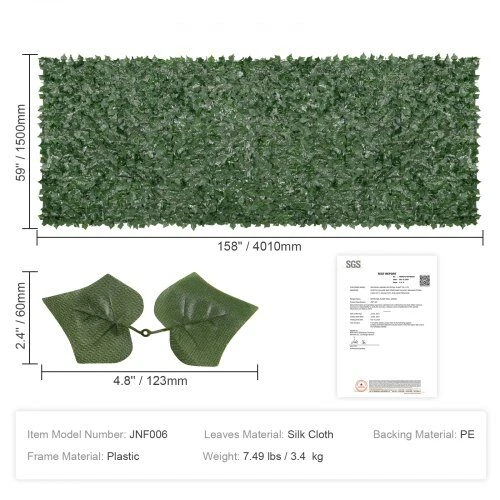 VEVOR Ivy privatus tvoros ekranas 1.5 x 4 m