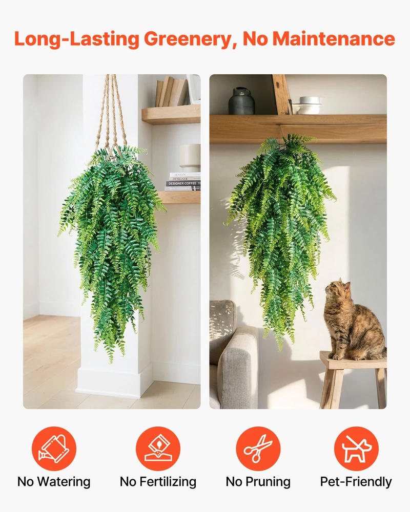 VEVOR Dirbtiniai paparčiai, 12 vnt., kabinami augalai