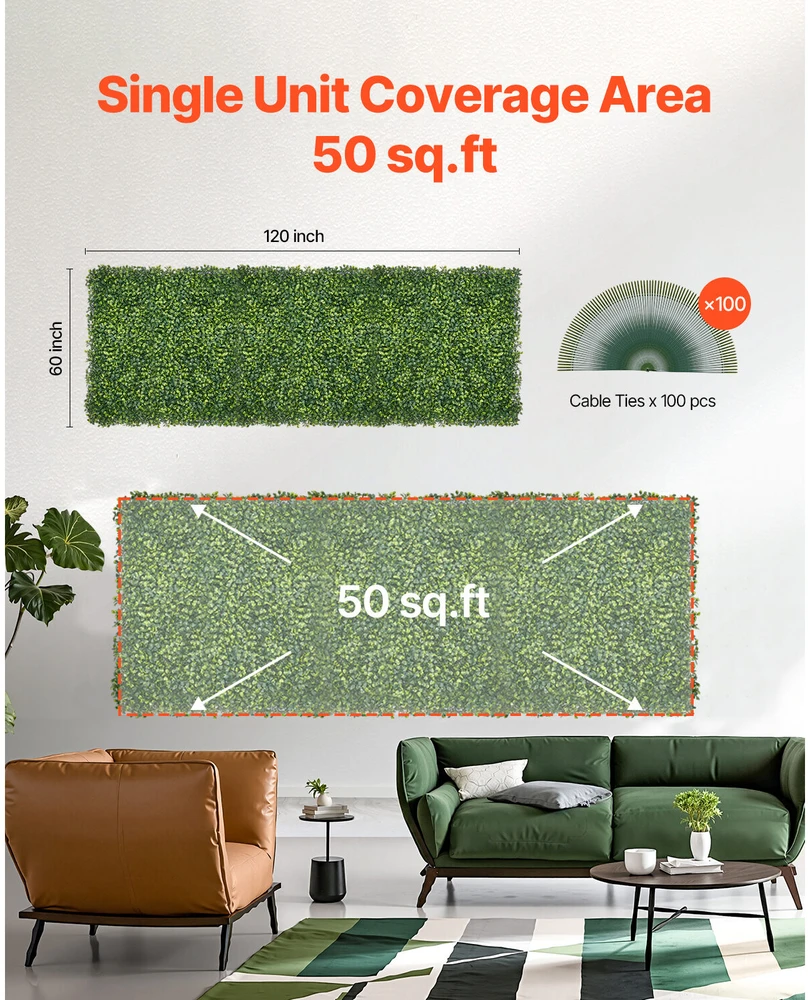 VEVOR Dirbtinės žolės sienos plokštės 150 x 300 cm dekorui