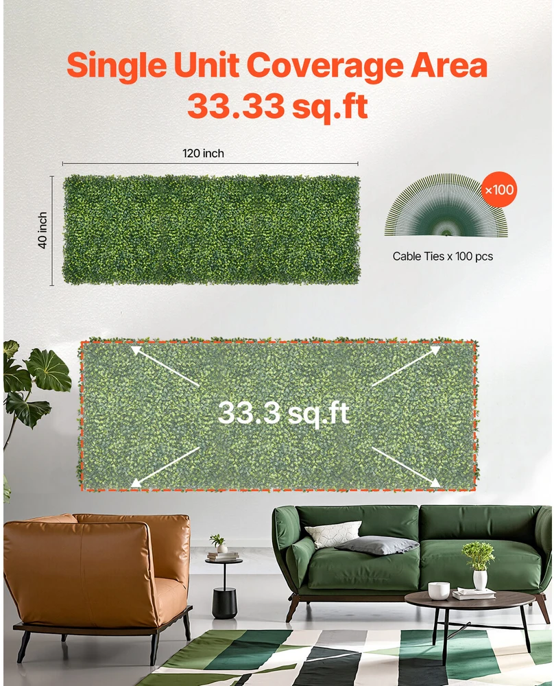 VEVOR Dirbtinės žolės sieniniai paneliai 100 x 300 cm