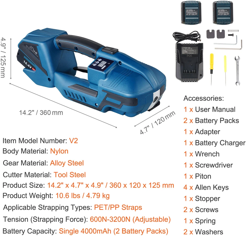 VEVOR Automatinė elektrinė juostų tvirtinimo mašina