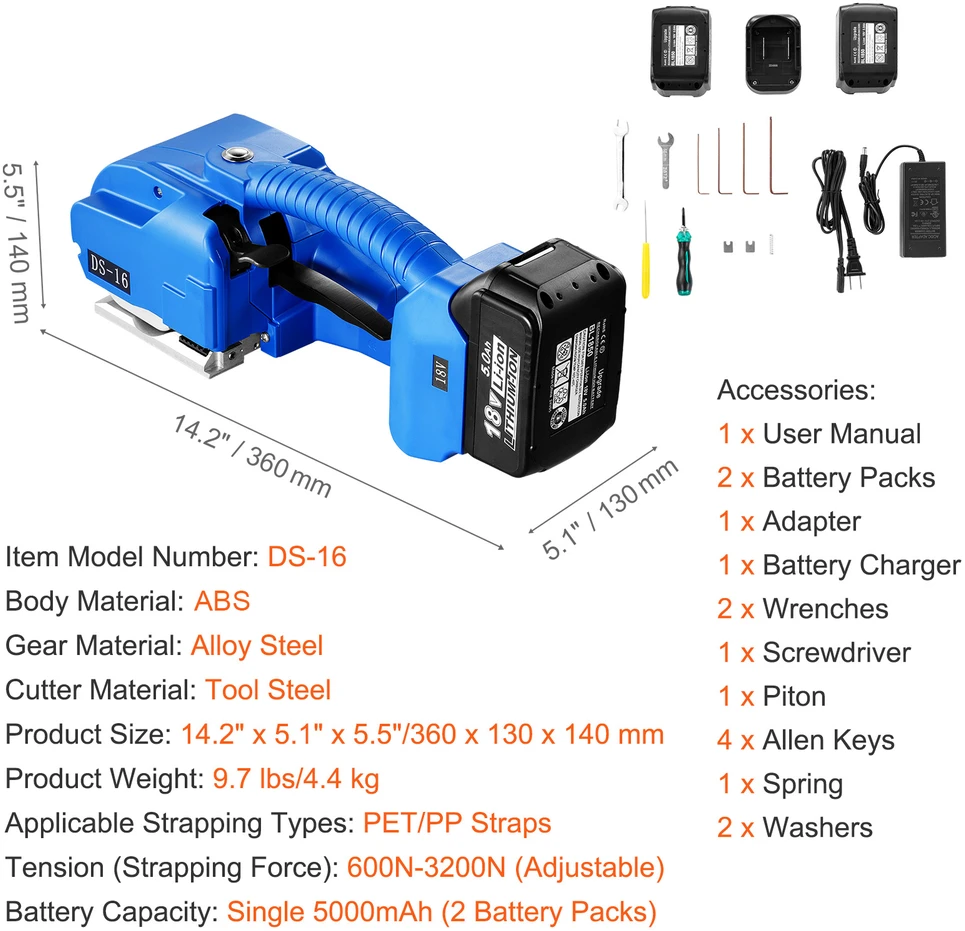 VEVOR Automatinis dirželių užrišimo įrankis PP/PET diržams