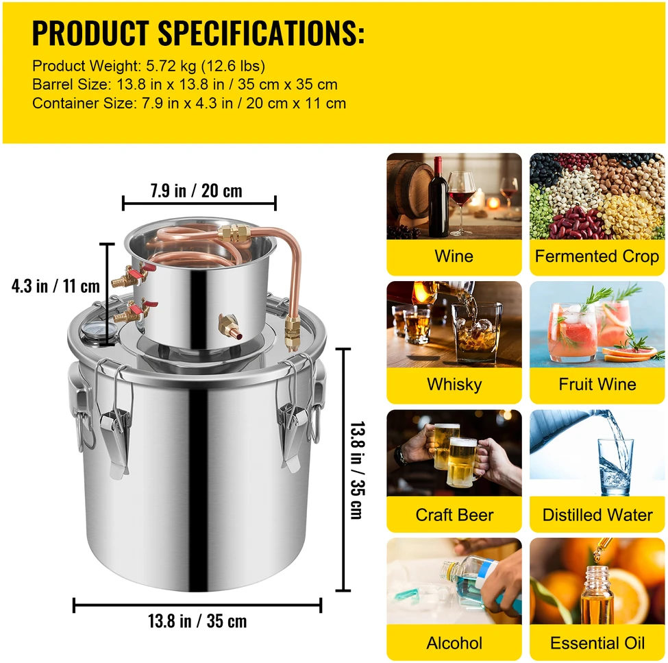 Vevor distiliavimo rinkinys su vandens pompa 36 ltr