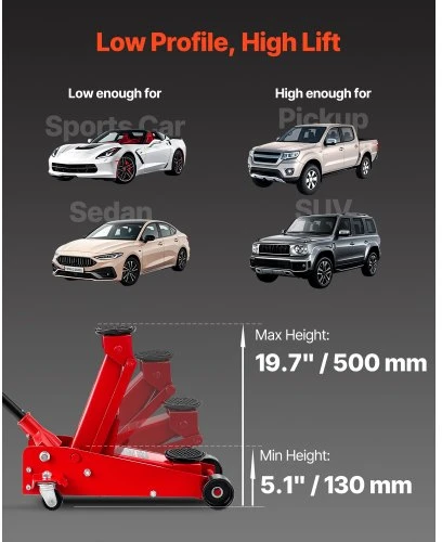 Vevor Plokščias automobilio domkratas, 3 tonų talpos