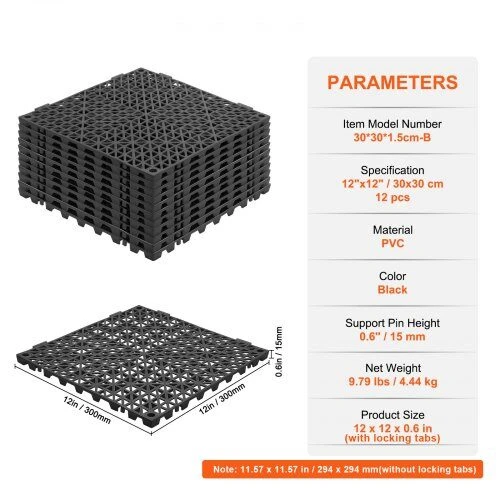 VEVOR Sujungiamos grindų plytelės 30x30 cm PVC, 12 vnt.